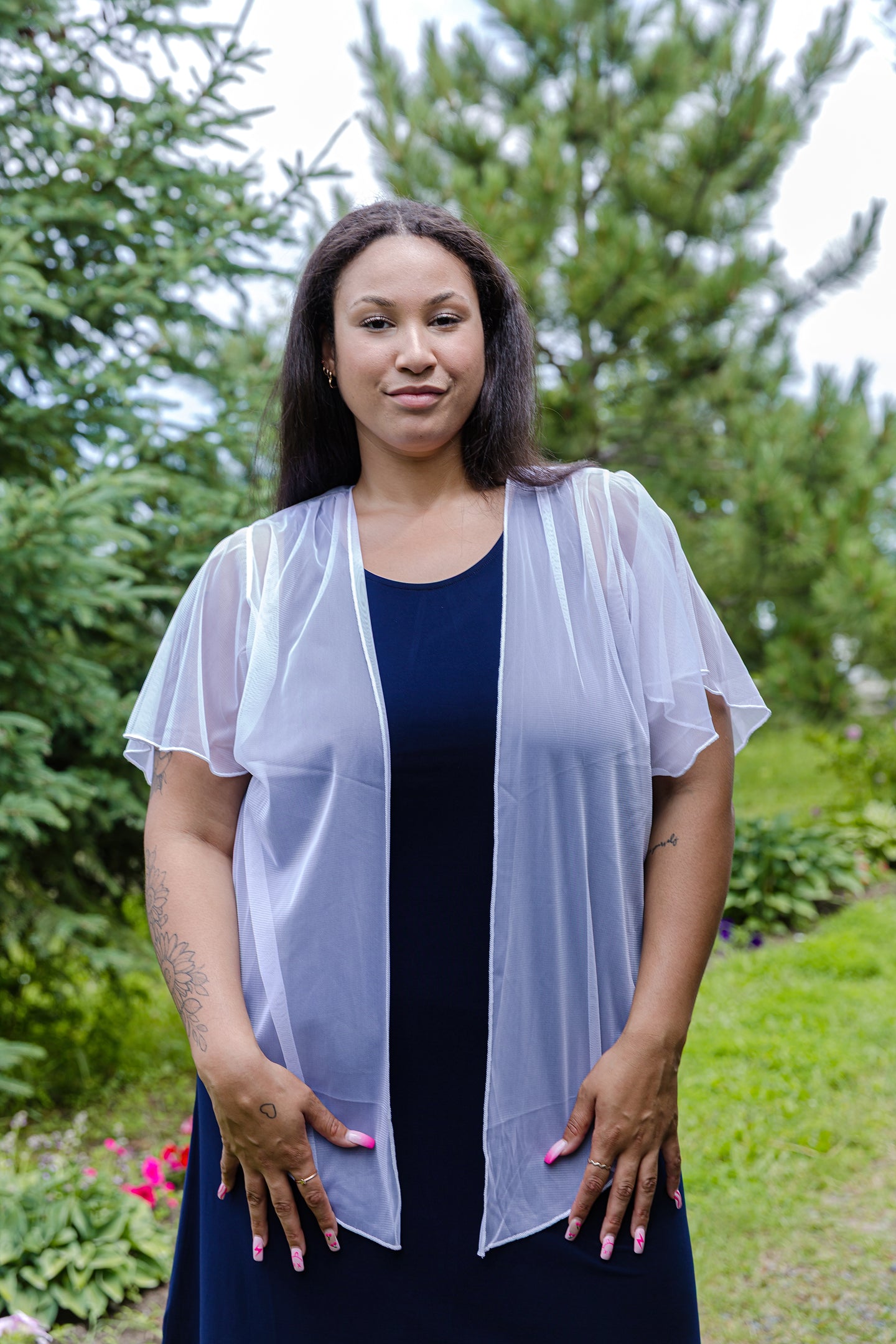 Black LABB Clothing | BL61-White Short Sleeve Mesh Shrug