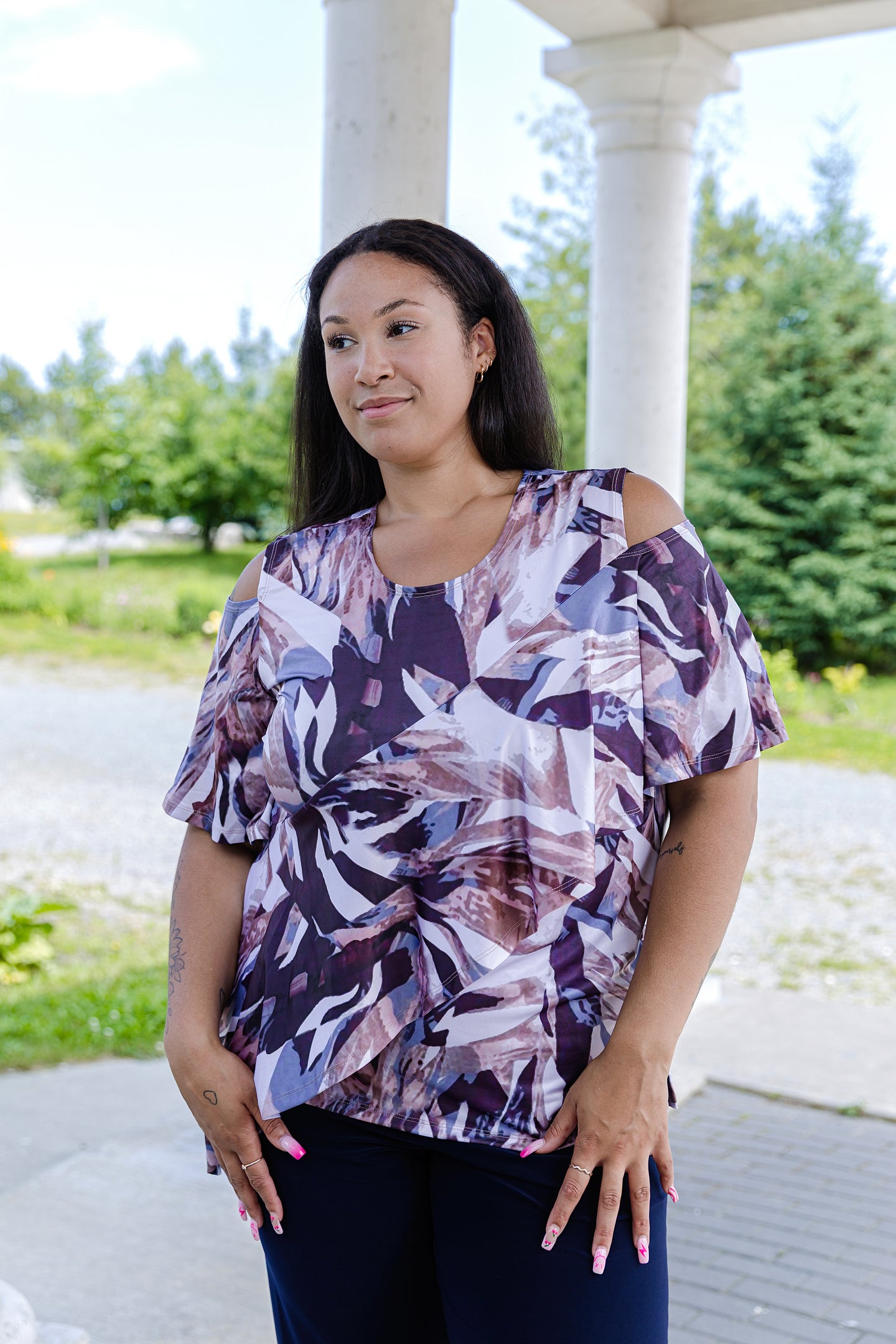 Black LABB Clothing | BL62-225 Subtle Summer Cold Shoulder Short Sleeve Top