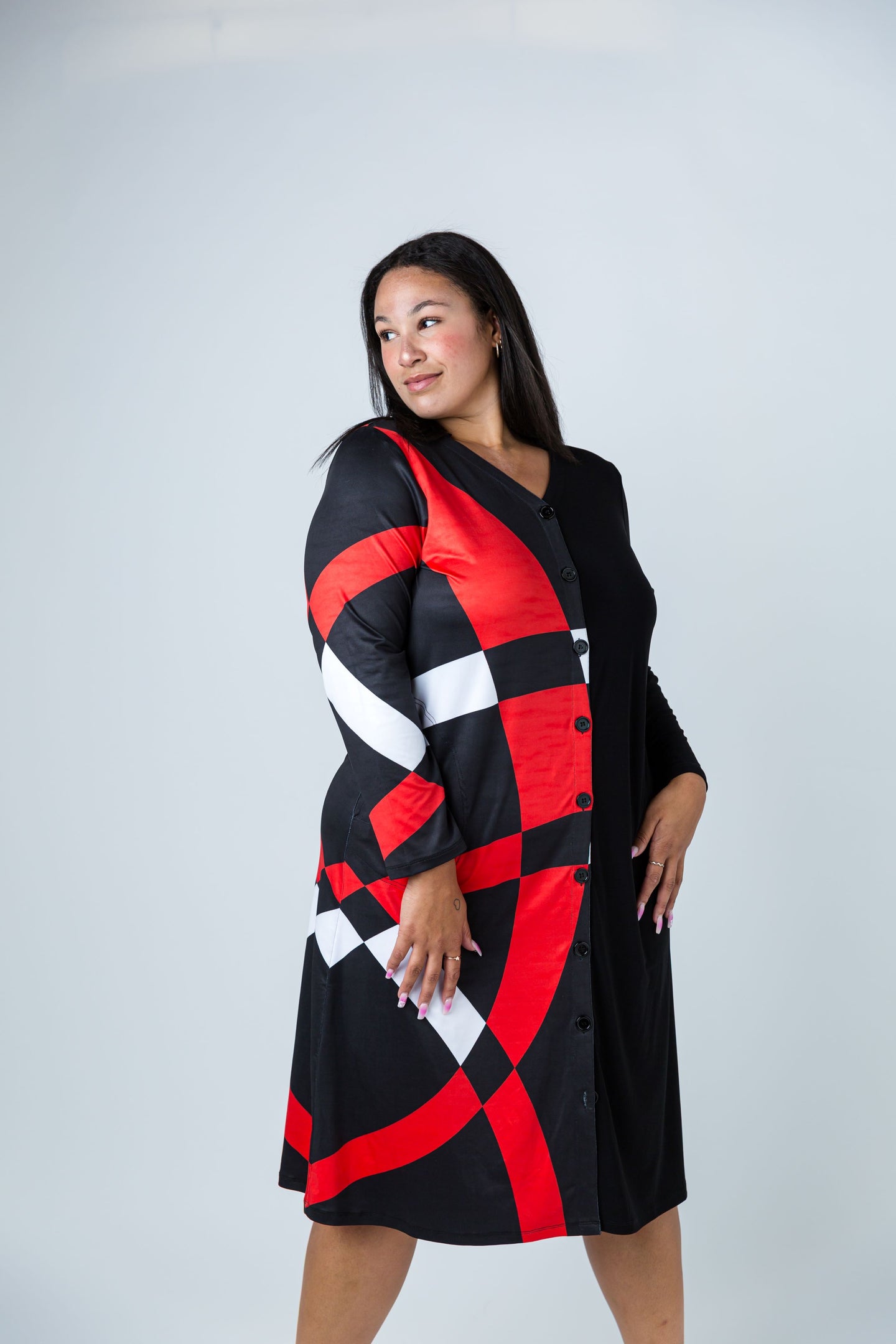 Black LABB Clothing | BL63-202 Red Geo Duster/Dress