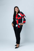 Load image into Gallery viewer, Black LABB Clothing | BL65-202 Red Geo Asymmetric One Button Jacket
