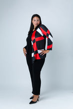 Load image into Gallery viewer, Black LABB Clothing | BL65-202 Red Geo Asymmetric One Button Jacket
