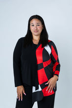 Load image into Gallery viewer, Black LABB Clothing | BL65-202 Red Geo Asymmetric One Button Jacket
