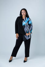 Load image into Gallery viewer, Black LABB Clothing | BL65-206 Black/Teal Swirl Asymmetric One Button Jacket
