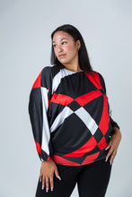 Load image into Gallery viewer, Black LABB Clothing | BL66-202 Red Geo Banded Top
