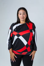 Load image into Gallery viewer, Black LABB Clothing | BL66-202 Red Geo Banded Top
