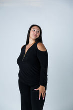 Load image into Gallery viewer, Black LABB Clothing | BL69-99 Black Cold Shoulder Top
