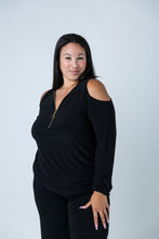 Load image into Gallery viewer, Black LABB Clothing | BL69-99 Black Cold Shoulder Top
