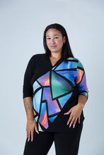 Load image into Gallery viewer, Black LABB Clothing | BL71-203 Mosaic Mandarin Collar Colour Block Top
