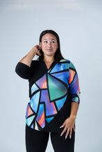 Load image into Gallery viewer, Black LABB Clothing | BL71-203 Mosaic Mandarin Collar Colour Block Top
