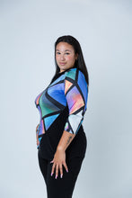 Load image into Gallery viewer, Black LABB Clothing | BL71-203 Mosaic Mandarin Collar Colour Block Top
