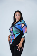 Load image into Gallery viewer, Black LABB Clothing | BL71-203 Mosaic Mandarin Collar Colour Block Top
