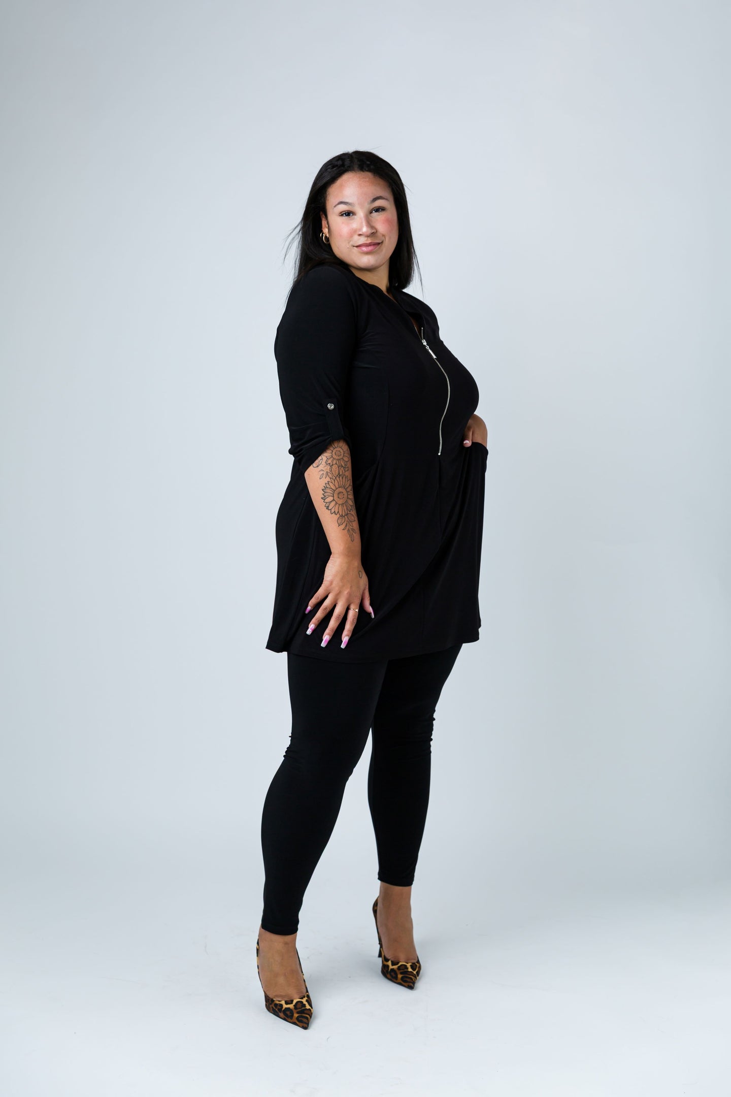 Black LABB Clothing | BL72-99 Black Zip Tunic/Dress