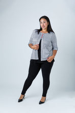 Load image into Gallery viewer, Black LABB Clothing | BL73-204 Houndstooth Front Split Top
