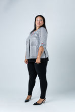 Load image into Gallery viewer, Black LABB Clothing | BL73-204 Houndstooth Front Split Top
