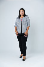 Load image into Gallery viewer, Black LABB Clothing | BL73-204 Houndstooth Front Split Top
