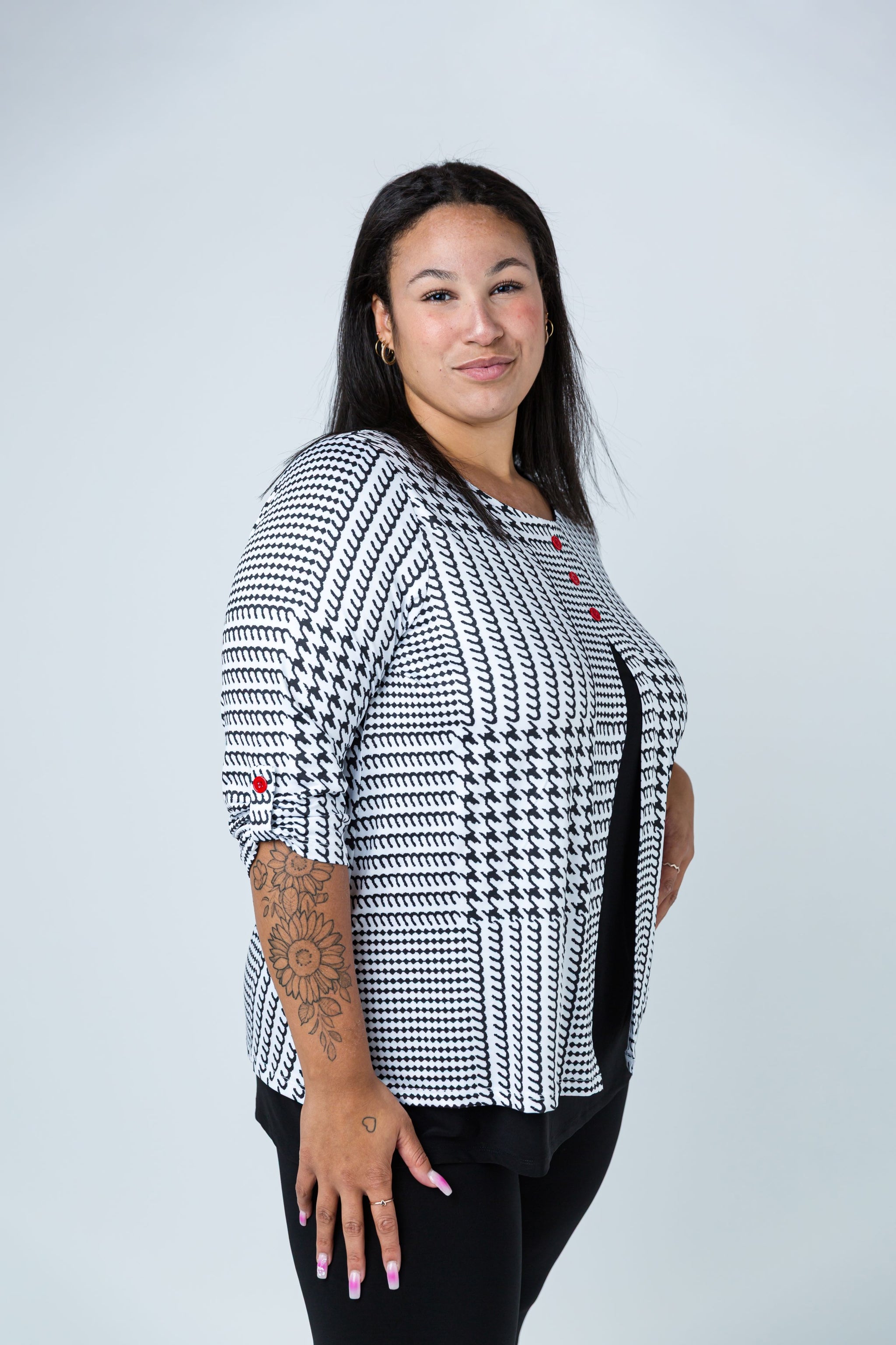 トップス Lumignon Houndstooth fur knit top black XPONNI Two-Piece Set Fur Trim Y2k Cardigan Crop Top Fluffy