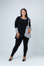 Load image into Gallery viewer, Black LABB Clothing | BL74-204 Houndstooth Combo Trim Neck Tunic
