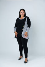 Load image into Gallery viewer, Black LABB Clothing | BL74-204 Houndstooth Combo Trim Neck Tunic
