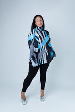 Load image into Gallery viewer, Black LABB Clothing | BL75-206 Black/Teal Swirl 2 Pocket Tunic
