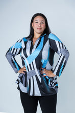 Load image into Gallery viewer, Black LABB Clothing | BL75-206 Black/Teal Swirl 2 Pocket Tunic
