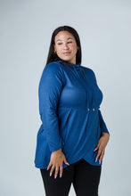 Load image into Gallery viewer, Black LABB Clothing | BL77-214Y Denim Blue Peplum Tunic
