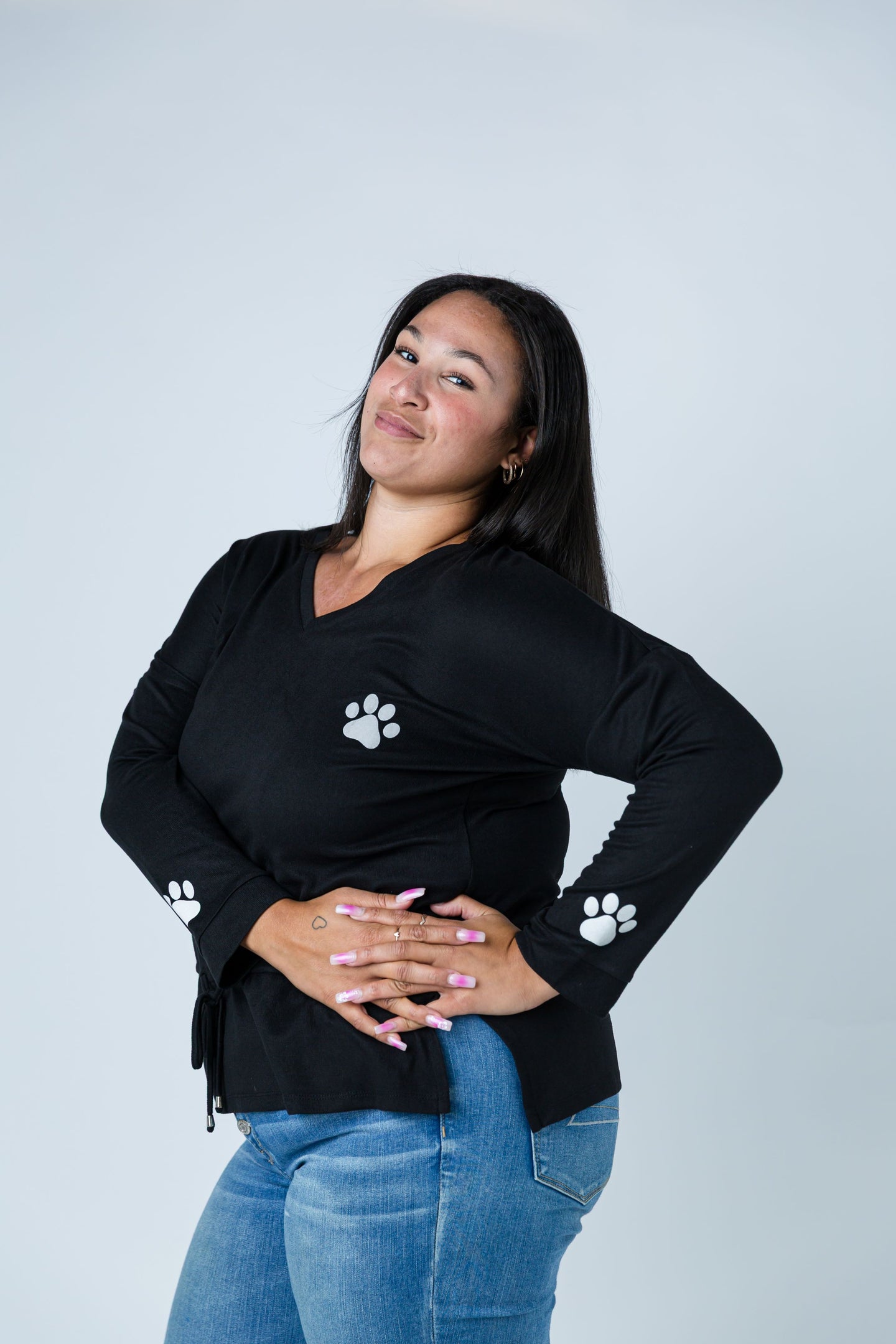 Black LABB Clothing | BL78-213Y Solid Black With White Paw Print Sweater