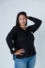 Load image into Gallery viewer, Black LABB Clothing | BL78-213Y Solid Black With White Paw Print Sweater
