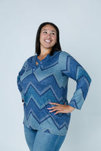 Load image into Gallery viewer, Black LABB Clothing | BL79-211Y Chevron Denim V-Neck Sweater with Buttons
