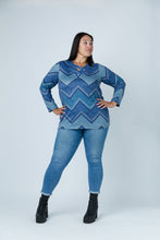 Load image into Gallery viewer, Black LABB Clothing | BL79-211Y Chevron Denim V-Neck Sweater with Buttons
