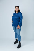 Load image into Gallery viewer, Black LABB Clothing | BL79-214Y Denim V-Neck Sweater with Buttons
