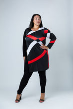 Load image into Gallery viewer, Black LABB Clothing | BL81-202 Red Geo Side Zip Tunic
