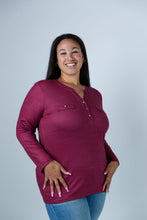 Load image into Gallery viewer, Black LABB Clothing | BL82-216Y Cranberry V-Neck Front Pocket Top
