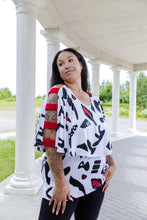 Load image into Gallery viewer, Black LABB Clothing | BL88-219 Mono Splash Ladder Sleeve Overlay Top
