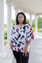 Load image into Gallery viewer, Black LABB Clothing | BL88-219 Mono Splash Ladder Sleeve Overlay Top
