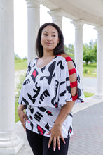 Load image into Gallery viewer, Black LABB Clothing | BL88-219 Mono Splash Ladder Sleeve Overlay Top
