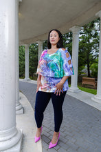 Load image into Gallery viewer, Black LABB Clothing | BL88-226 Coloured Marble Ladder Sleeve Overlay Top
