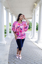 Load image into Gallery viewer, Black LABB Clothing | BL88-227 Luscious Pink Ladder Sleeve Overlay Top
