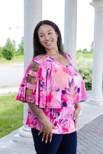 Load image into Gallery viewer, Black LABB Clothing | BL88-227 Luscious Pink Ladder Sleeve Overlay Top
