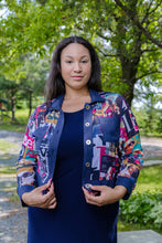 Load image into Gallery viewer, Black LABB Clothing | BL91-223/Navy Fresh Mag Mesh Jacket with Navy Linen Trim
