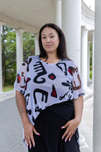 Load image into Gallery viewer, Black LABB Clothing | BL93-219 Mono Splash Layered Mesh Split Top
