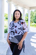 Load image into Gallery viewer, Black LABB Clothing | BL93-219 Mono Splash Layered Mesh Split Top
