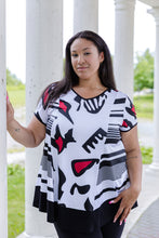 Load image into Gallery viewer, Black LABB Clothing | BL95-219 Mono Splash Combo V-Neck Tunic
