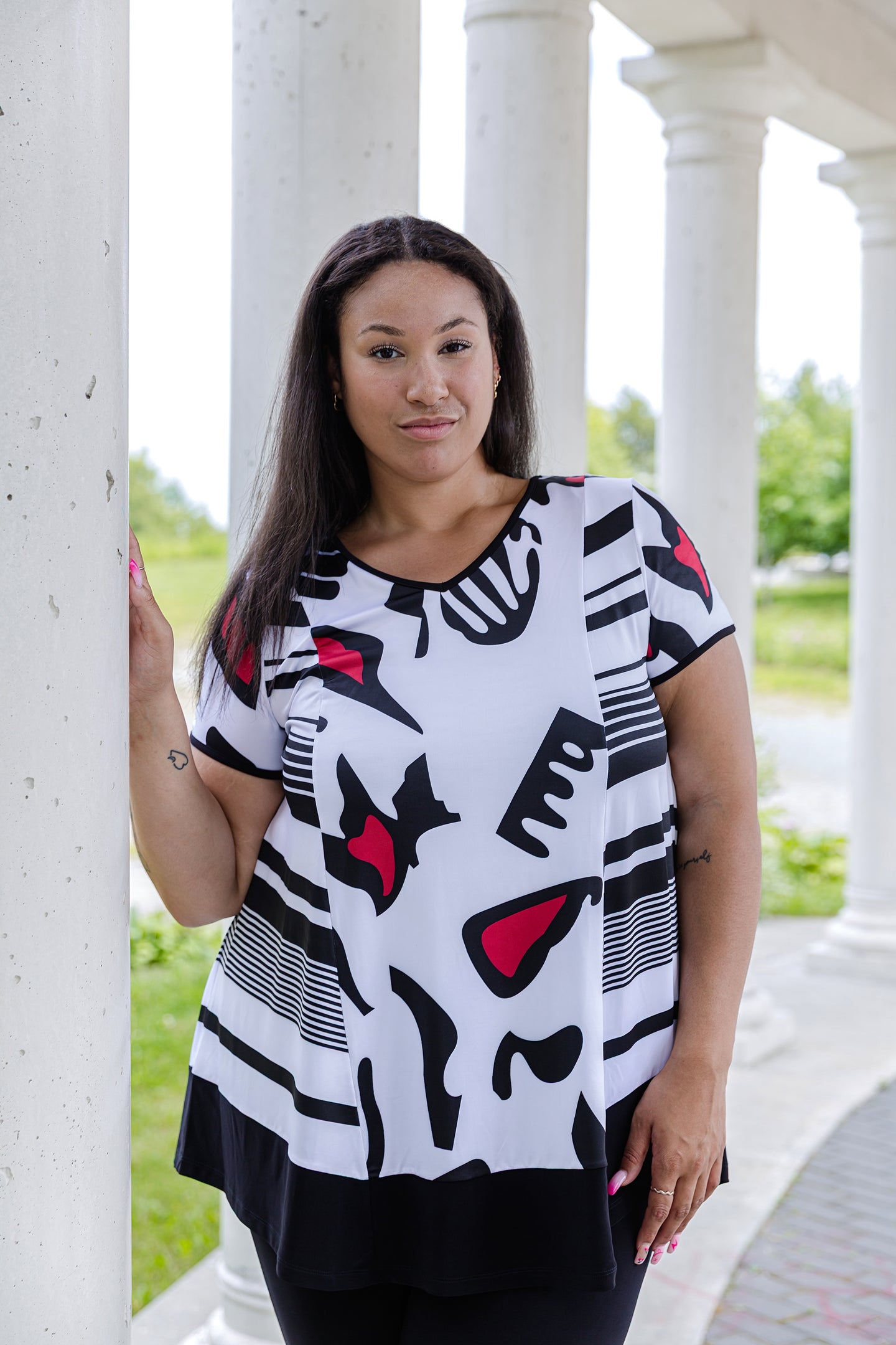 Black LABB Clothing | BL95-219 Mono Splash Combo V-Neck Tunic