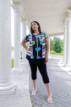 Load image into Gallery viewer, Black LABB Clothing | BL95-222 Aqua Stripe Combo V-Neck Tunic
