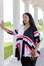 Load image into Gallery viewer, Black LABB Clothing | BL96-220 Coloured Lines Asymmetric Tunic
