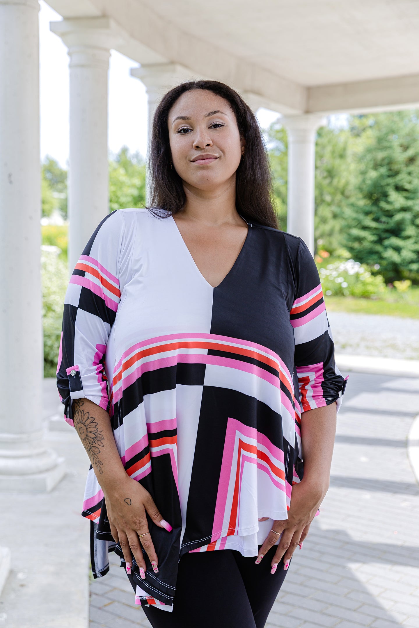 Black LABB Clothing | BL96-220 Coloured Lines Asymmetric Tunic