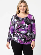 Load image into Gallery viewer, Black LABB Clothing | BL83-205Y Goth Purple Side Knotted Top
