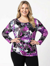 Load image into Gallery viewer, Black LABB Clothing | BL83-205Y Goth Purple Side Knotted Top
