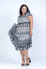 Load image into Gallery viewer, Black LABB Clothing | BL58-111 3 Tier Aztec Short Sleeve Dress
