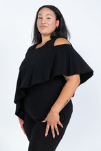 Load image into Gallery viewer, Black LABB Clothing | BL62-99 Black Cold Shoulder Short Sleeve Top
